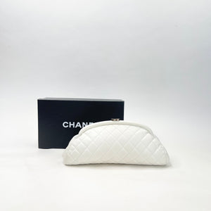 CHANEL TIMELESS CLUTCH IN WHITE CAVIAR LEA & SHW