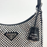 PRADA MINI RE EDITION IN CRYSTAL & BLK SATIN