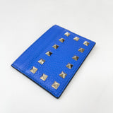 VALENTINO ROCKSTUD CARD HOLDER IN BLUE LEA & GHW