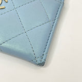 CHANEL CLASSIC CARD CASE IN IRIDESCENT BABY BLUE LMSKN LEA W GHW