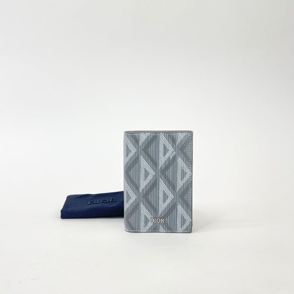 CHRISTIAN DIOR GREY DIAMOND PRINT BIFOLD CARD CASE/ HOLDER