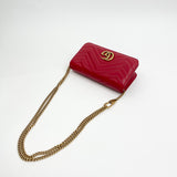 GUCCI MARMONT MINI RED LEA FLAP CROSSBODY/ BELT BAG