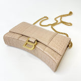 BALENCIAGA BEIGE CROC EMBOSSED LEA HOURGLASS WOC