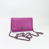 CHANEL BOY WOC IN PURPLE LAMB LEA & RUTHENIUM HW