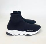 BALENCIAGA MENS SPEED KNIT SNEAKERS BLK/WHT SZ 9 / 42