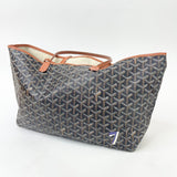 GOYARD ST LOUIS PM BLK COATED CANVAS TOTE + POUCH