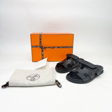 HERMES CHYPRE SANDAL IN BLK LEA CALFSKN LEA sz 38