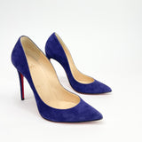 CHRISTIAN LOUBOUTIN PIGALLE FOLLIES PUMPS IN INDIGO SUEDE sz 36.5