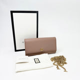 GUCCI MARMONT PINK POUDRE LEA CHAIN WALLET