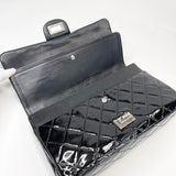 CHANEL 227 REISSUE BLK PATENT & RUTHENIUM HE DOUBLE FLAP BAG