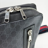 GUCCI NAVY CANVAS SIDE BACKPACK