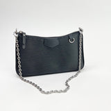 LOUIS VUITTON EASY POUCH ON STRAP CROSSBODY IN BLK EPI LEA W SHW