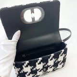 CHRISTIAN DIOR CARO SM BLK & WHT HOUNDSTOOTH BAG