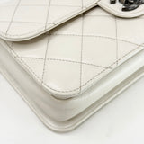 CHANEL PERFECT EDGE FLAP BAG IN AGED WHITE CALFSKIN LEA & RUTHENIUM HW
