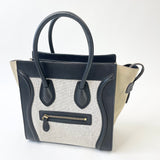 CELINE MICRO LUGGAGE IN TRI COLOR BLK CLF LEA GREEN SUEDE & CANVAS