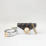 FENDI ZUCCA & WHT LEA MINI BELT POUCH & CROSSBODY
