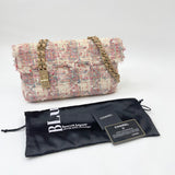 CHANEL VERTICAL LOCK FLAP IN PINK TWEED & MATTE GHW