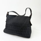 FENDI BLK ZUCCHINO MAMA BAGUETTE FLAP SHOULDER BAG - BLuxe Boutique