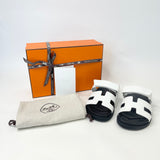 HERMES CHYPRE SANDAL IN WHT LEA sz 38.5