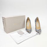 JIMMY CHOO ANOUK SILVER & PINK GLITTER PUMPS sz 36.5