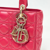 CHRISTIAN DIOR MY ABCDIOR LADY DIOR SMALL IN RED LMSKN LEA & LIGHT GHW W STRAP
