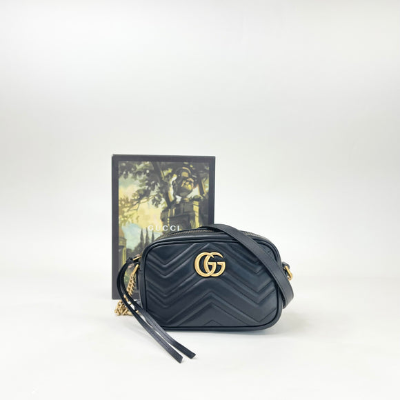 GUCCI MARMONT BLK LEA MINI CROSSBODY