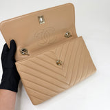 CHANEL TRENDY CC FLAP IN CAMEL CHEVRON QUILTED LAMBSKN LEA & GHW - BLuxe Boutique