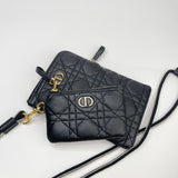 DIOR CARO POUCH IN CANNAGE BLK LEA & GHW