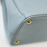 PRADA DOUBLE ZIP GALLERIA TOTE IN LT BLUE SAFFIANO LEA & GHW
