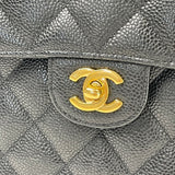 CHANEL VINTAGE SINGLE FLAP JUMBO IN BLK CAVIAR LEA & GHW