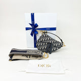 CHRISTIAN DIOR BLUE OBLIQUE JACQUARD MINI SADDLE + GUITAR STRAP - BLuxe Boutique