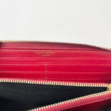 SAINT LAURENT CASSANDRE MATELASSE ZIP LONG WALLET IN RED GRAIN DE POUDRE LEA & GHW