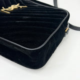 SAINT LAURENT LOU CAMERA CROSSBODY IN BLK VELVET & GHW - BLuxe Boutique