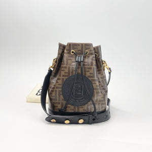 FENDI ZUCCA COATED CANVAS MON TRESOR BUCKET CROSSBODY