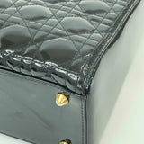 CHRISTIAN DIOR LADY DIOR LARGE TOTE IN BLK PATENT LEA & GHW