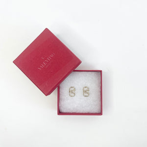 VALENTINO VLOGO SIGNATURE CRYSTAL & LT GOLD BRASS EARRINGS