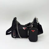 PRADA RE EDITION 2005 CROSSBODY IN BLK NYLON & RED HW