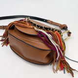 CHLOE HUDSON MULTI COLOR TASSEL & BRN LEATHER CROSSBODY