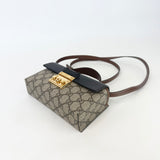 GUCCI SUPREME CANVAS & BLK LEA PADLOCK MINI TOP HANDLE CROSSBODY