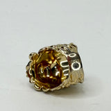 GUCCI GOLD TONE LIONS HEAD RING W CRYSTAL
