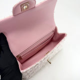 CHANEL PINK TWEED MINI TOP HANDLE BAG