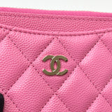 CHANEL ZIP CARD CASE IN FUSCHIA CAVIAR LEA & GHW