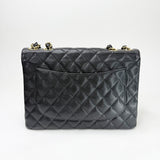 CHANEL SINGLE FLAP JUMBO IN BLK CAVIAR LEA & GHW - BLuxe Boutique
