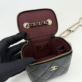 CHANEL MINI SQUARE VANITY CROSSBODY IN BLK CAVIAR LEA & LIGHT GHW