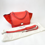 CELINE TRAPEZE RED/ORANGE LEA 2 WAY TOTE