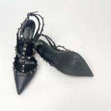 VALENTINO ROCKSTUD NOIR/BLK MATTE LEA PUMPS SZ 38.5