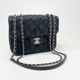 CHANEL SQUARE FLAP BAG IN BLK CAVIAR LEA & SHW
