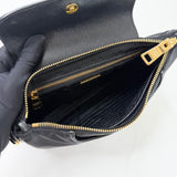 PRADA BLK TESSUTO NYLON & SAFFIANO LEA FLAP CROSSBODY POUCH