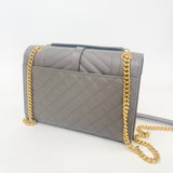 SAINT LAURENT ENVELOPE BAG IN FOG GREY QUILTED MATELASSE LMSKN LEA & GHW