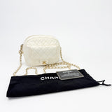 CHANEL DAY CAMERA CASE CROSSBODY IN WHT CAVIAR LEA & LT GHW